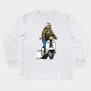 Retro Scooter, Classic Scooter, Scooterist, Scootering, Scooter Rider, Mod Art Kids Long Sleeve T-Shirt